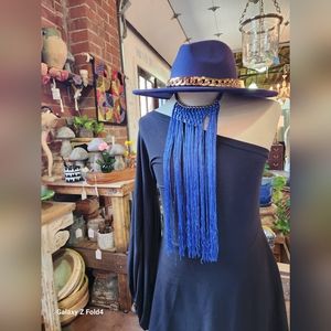 💙 Royal Blue and Gold Tassel Statement Necklace 💙